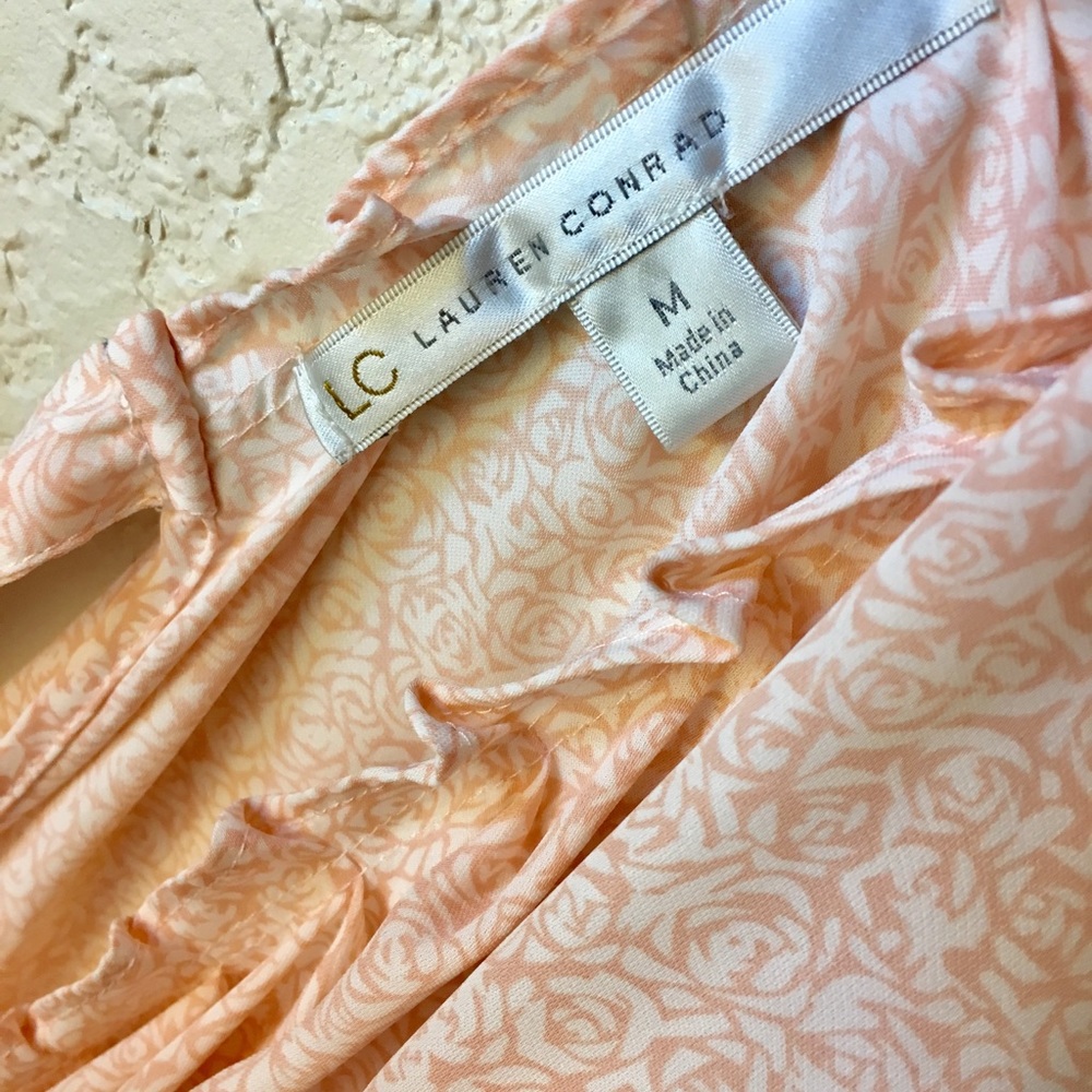 LC Lauren Conrad Pink Tie Back Rose Blouse - Sz M